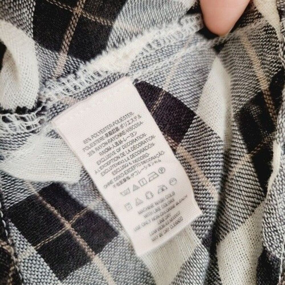 Free People Medium Buffalo Check Button Front Casual Long Sleeve Shirt - Picture 8 of 8